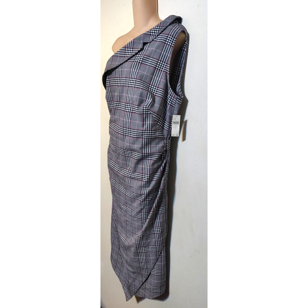 Maeve Anthropologie Plaid Dress 6P One Shoulder Prep School Girl Midi Preppy NWT - Picture 4 of 16